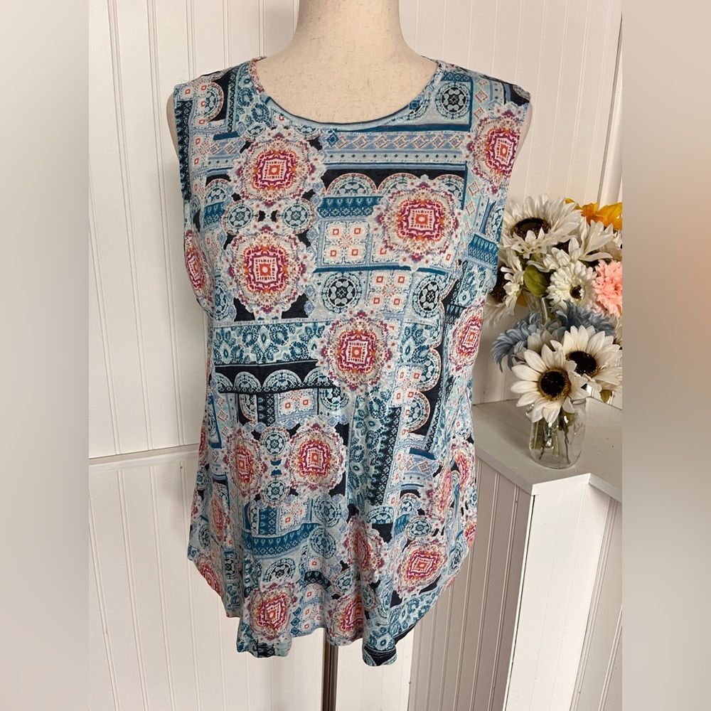 J. Jill Love Linen Portofino Medallion Print Tank Size M